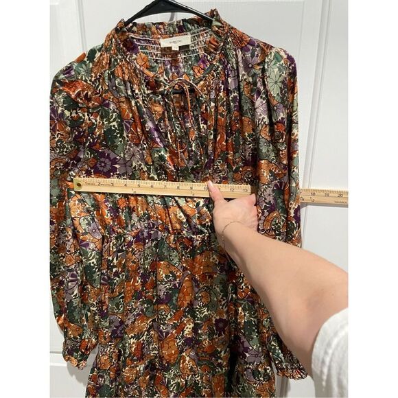 NWOT Suncoo Paris Chama Floral 70’s Inspired Bohemian Lined Swing Dress Size XS - Picture 9 of 16